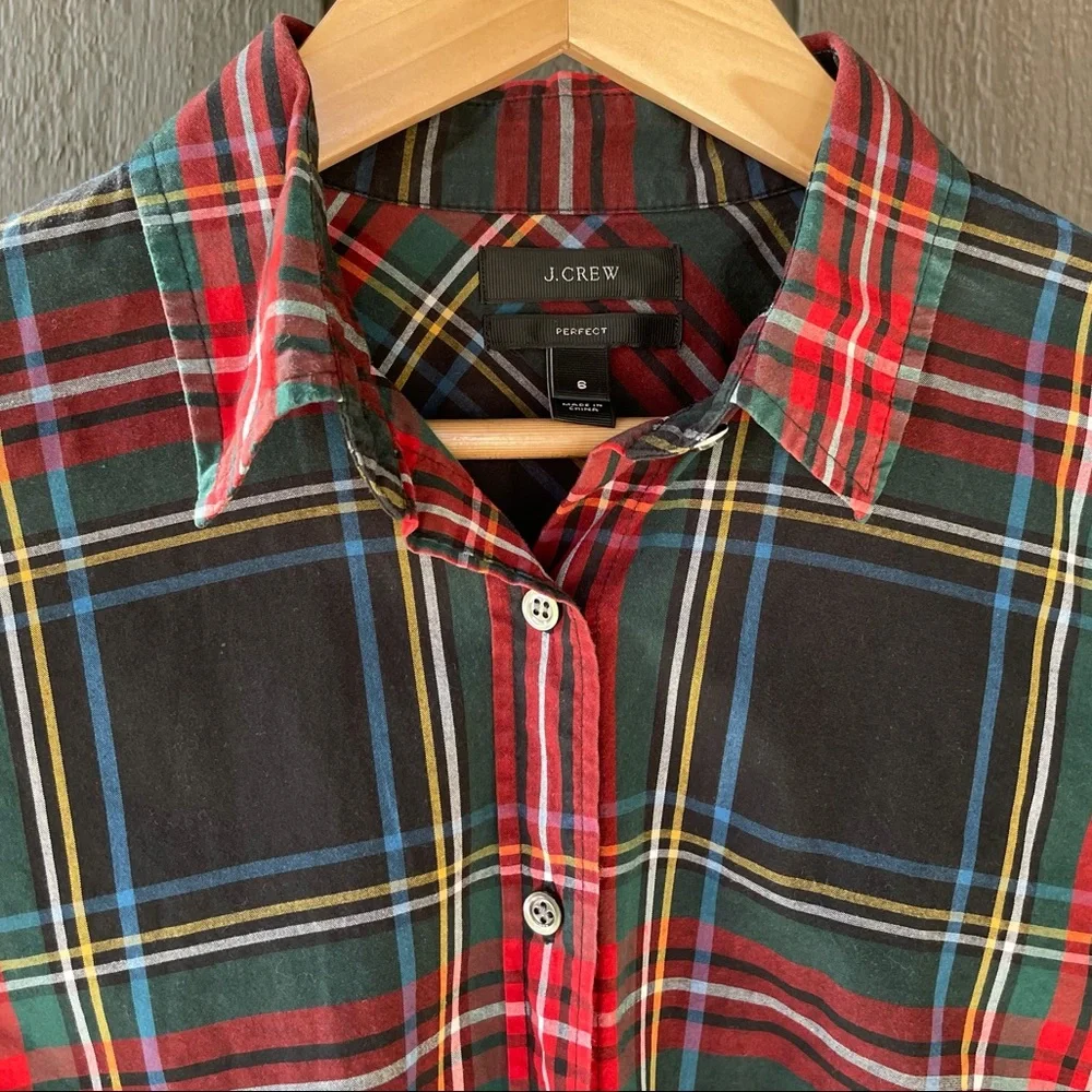 J. Crew Women's Red & Green Plaid Button-Down Shirt